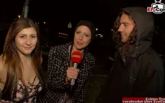 Sex tourist on the street being towed for blowjob in a car