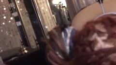 Tattooed guy whiping her nasty ass