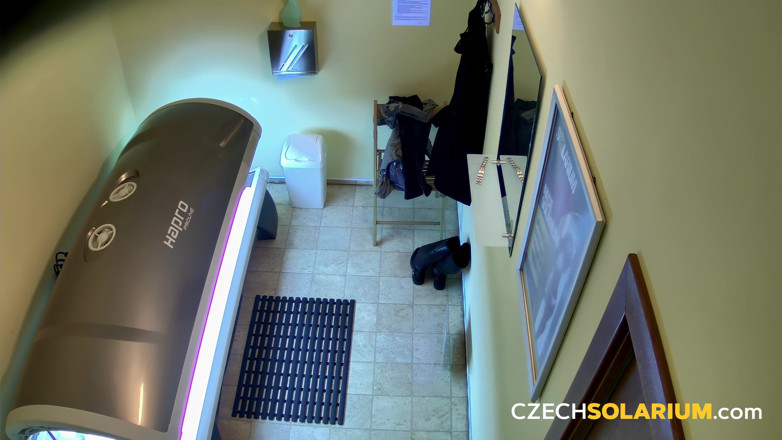 Czech Solarium: Czech Solarium 144: Brunette Can't Get Enough of a Solarium Striptease