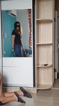 Masked female dominates her pet slave: Part 4