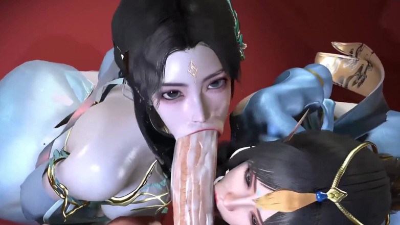 Why fuck so hard: 3D Horny Slut Asian Whores Sharing Big Dicks