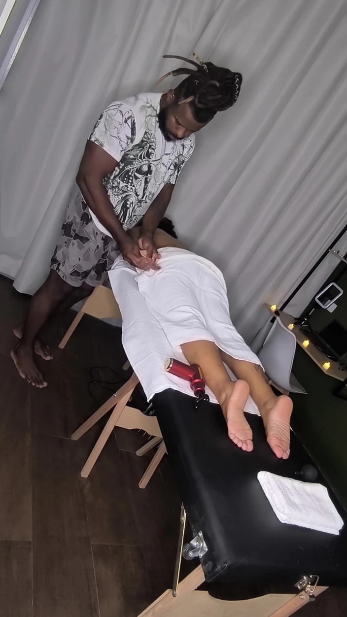 Nurseblack: Part 1 Ebony Massaging Wife Released by Gentle Cuckold