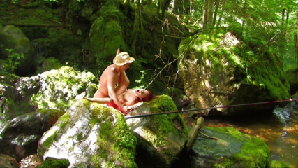 Thot Factory: Redhead slut stripped & ass fucked in jungle