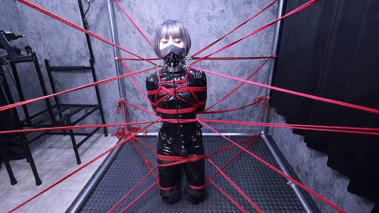 Aisan girl bondage: Red Cord and Inflation Plug