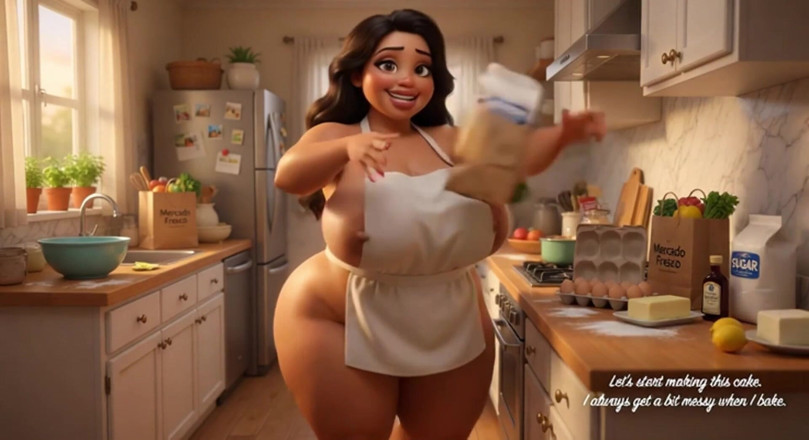 My night collection: Curvy Latina Bakes Naked Under Tiny Apron While Her Young...