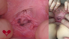 Close Up Extreme: Пизда госпожи растянута. Экстремальный крупный план ее широко раскрытой киски. От первого лица