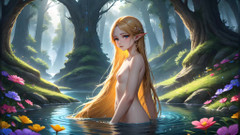 LustRender: 18-year-old Hentai Elf Girl Posing Nude Near River Part 2