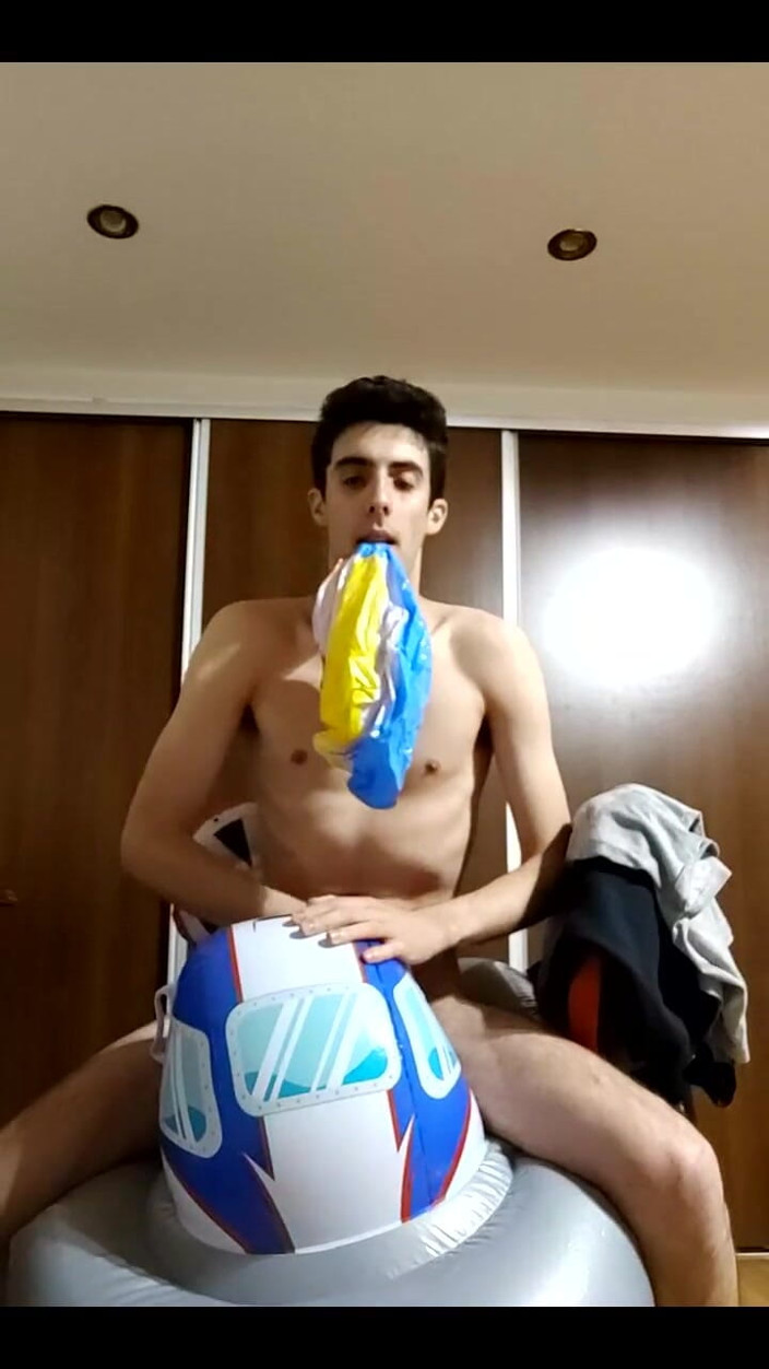 Floatie Boy: Vertical Vid - Blowing up Many Inflatables While Jerking off in...