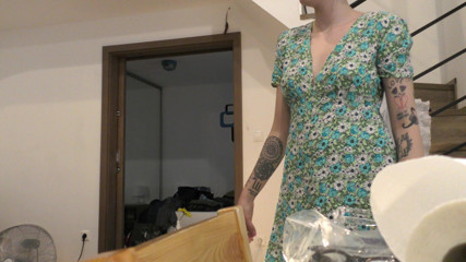 Leon Lambert Girls Twerk Parties CFNM: Blonde girl after college at home teasing with mini skirt...