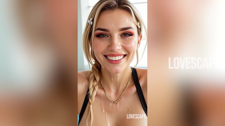 Lovescape: Quente loira na piscina dupla equipe &amp;bbc martelado