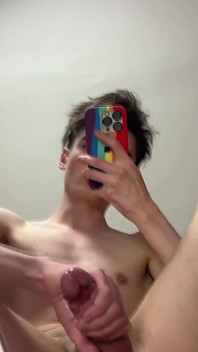 Rida en dildo och cum på Mirror