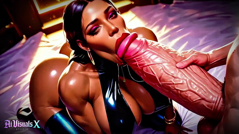 AI Visuals X: MILF eboni berpantat besar - blowjob dan kongkek - lucah animasi (bunyi ASMR) (4K...