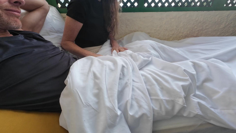 SkinnyWithAHugeDick: Teasing His Big Cock on Our Hotel Balcony