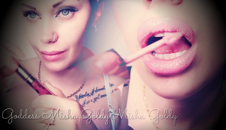 Goddess Misha Goldy: Become mesmerized by my lips! My lipstick covered lips are...