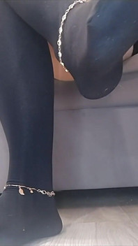 72 Black High Socks Feet Worship2