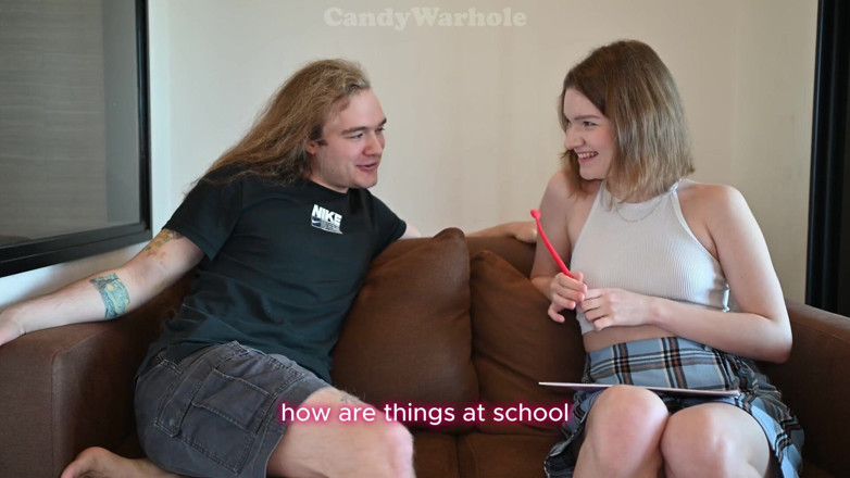 CandyWarhole: Horny Stepsister Begs to Take Her Virginity, Hadjob and Oral...