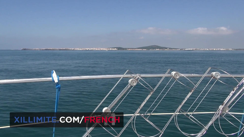 French girls at work: Anal sex on a yacht with busty brunette
