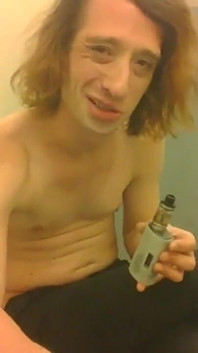 Topless Transgirl Trying Vape Tricks