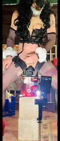 Femboy Sexy Lingerie Riding Big Black Dildo