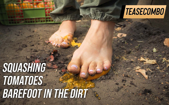 Teasecombo 4K: Rozmačkaná rajčata bosá v Dirt Asmr