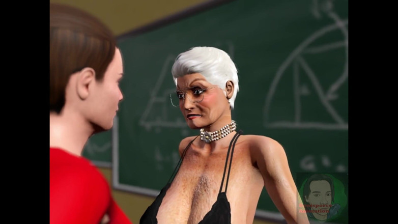 Denis animation: Wielkie cycki babci nauczycielka i jej uczeń ostry seks