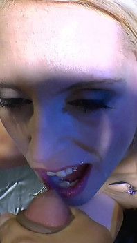 Blonde Slut’s First Ggg Bukkake - Face Covered in Cum After Riding