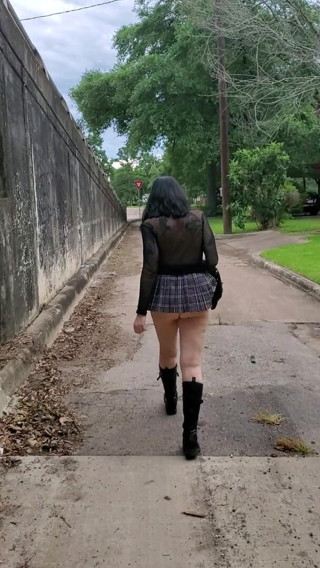 Web of Desire: Outdoor walk with no panties