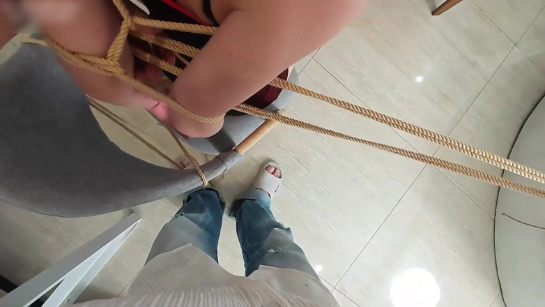 Asian bondage: First-person Perspective: the Process of Restraining His Barefoot Girlfriend, Tickling...