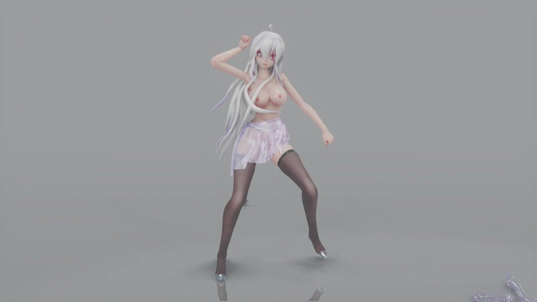 MikuMotion: Mmd hnědyoké dívky; Čiré šaty; Průhledné podpatky; Černé punčochy