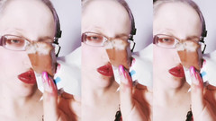 FinDom Goaldigger: Asmr tatlı çikolata yeme- asmr, gözlük, deves, ruj, büyük dudaklar, mough,...