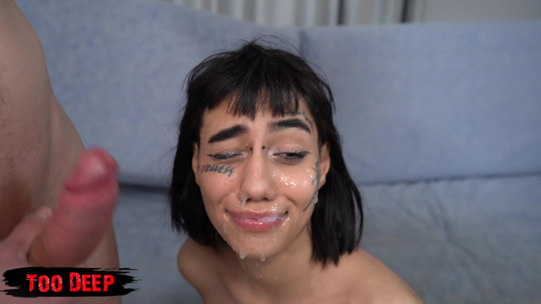 Too deep: First Hardcore DP 3on1 for Newbie Tottooed 20 Yo