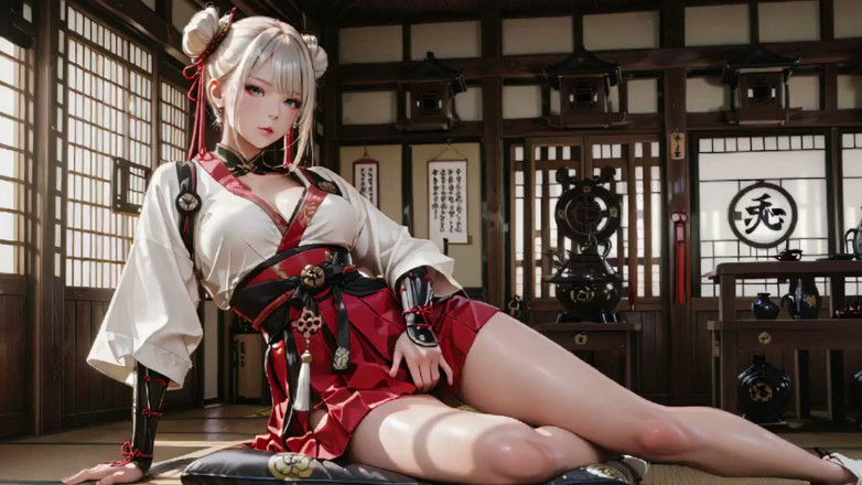 Seraphina Vale: Red &amp; White Kimono Warrior!