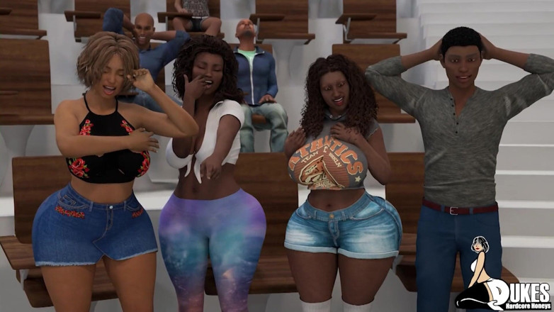 Dukes Hardcore Honeys: Troia ebano co-ed divora un bbc