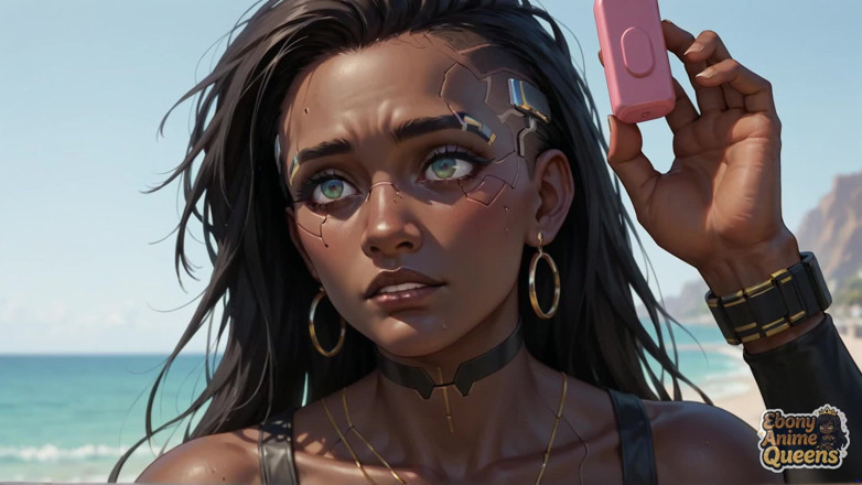 Ebony Anime Queens: Une pute noire sur la plage de Cyberpunk. Le meilleur...
