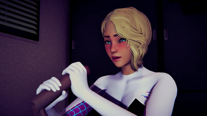 Waifu club 3D: Gwen дрочит твой член, пока ты не кончаешь