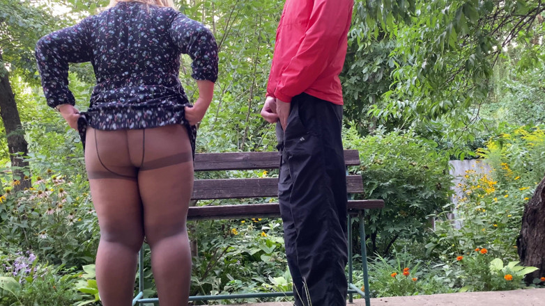 OurFetishLife: Double pissing stepmom in pantyhose and stepson outdoors