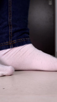 Worn White Socks POV Teasing with Her Big Feet
