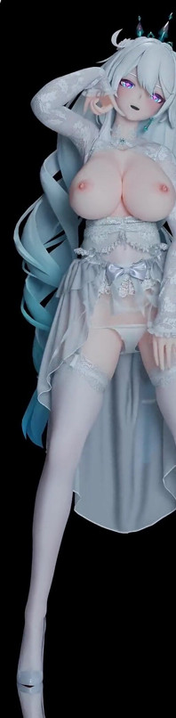 [mmd] Akina Phone Number Wedding Dress Erotic White Silk Striptease Double Ponytail