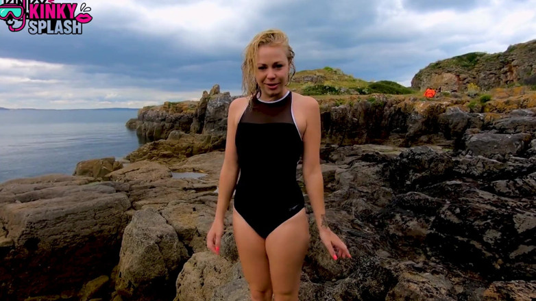 UKCuteGirl Lucy Lauren: Erotic Underwater Swimsuit Strip: Tease to Nude in Sea