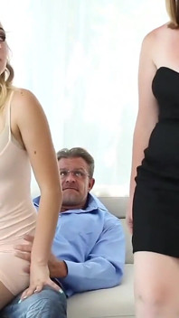 Be Quiet, His Wife Can't Know That Fucking His Stepdaughter's Pussy Is His Birthday Gift