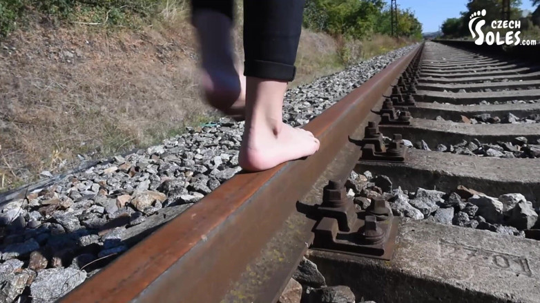 Czech Soles - foot fetish content: Barefoot walking and dirty feet on rails