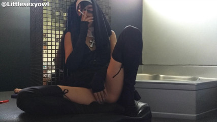 Littlesexyowl: Naughty nun is fucked and cums inside her teen pussy...