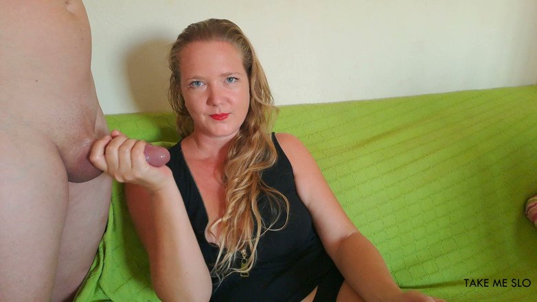 TakeMeSlo: Edging My Slave Hubby's Cock on Our Old Couch