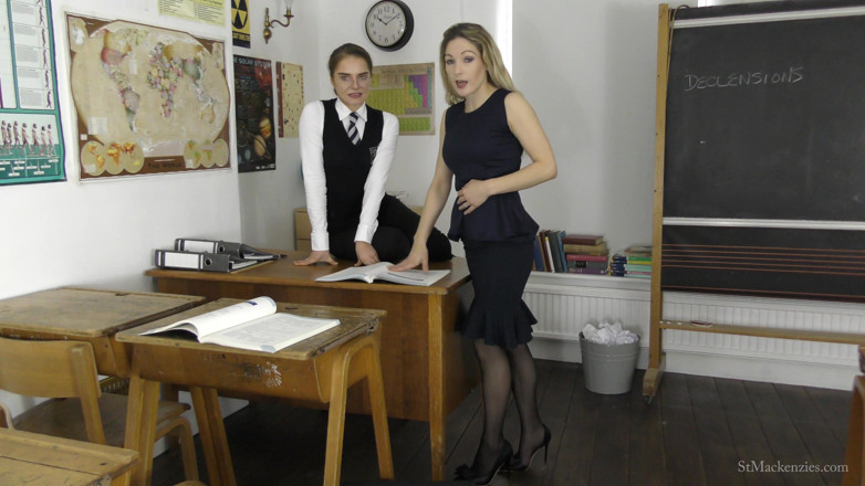 St Mackenzie's: Lola &amp; Miss Rose; Stroke &amp; Cum on Their Tits in Class