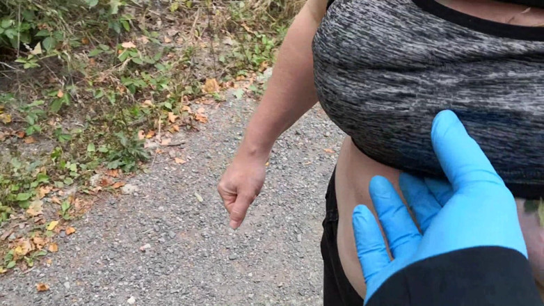 Bouncy Tits Action: Punishment Walk - Stuffing Her Bra and Panties in the Woods