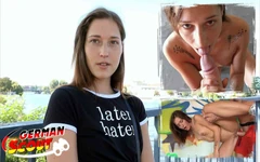 German Scout - peituda fitness modelo Mina K seduz para foda no casting em Lost Place Berlin