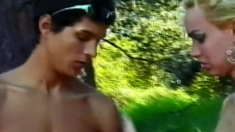 SHEMALE RETRO FUN: Insatiable Blonde 18yo Drains Transsexual Cock Outdoors
