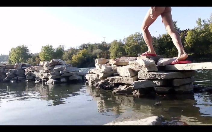 Jon Arteen: Gay Twink Does Naked Yoga Outside on a Rocky Beach,...