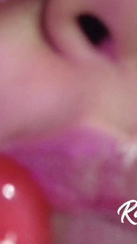 Naughty Girl Licking Dick and Lollipop Blindfolded