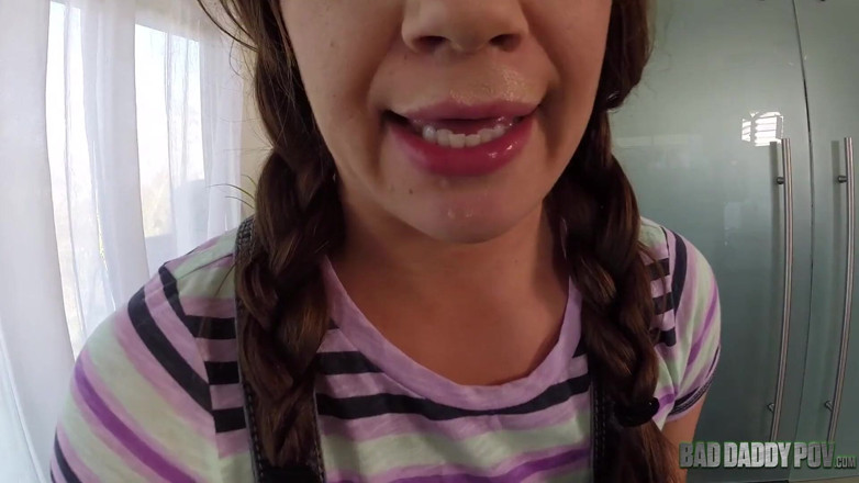 BadStepFamilyPov: Alison Rey gets sprayed from her stepdaddy's cum